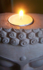 BUDDHA TEALIGHT CANDLE HOLDER IN BLUISH GRAY BUDDHA TEALIGHT CANDLE HOLDER IN BLUISH GRAY